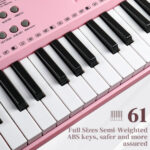 [Do Not Sell on Amazon]GEP-110 61 Key Keyboard with Piano Stand, Piano Bench, Built In Speakers, Headphone, Microphone, Music Rest, LED Screen, 3 Teaching Modes for Beginners - Image 2
