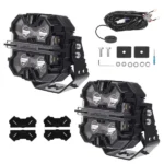 Pair Off Road LED Light Pods 5" 212W Spot Side Shooter RGB DRL White Amber 12V - Image 6