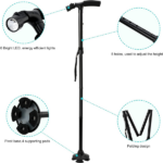 5-Levels Adjustable Height Walking Stick Portable Foldable Cane Travel Camping Hiking Walking Cane w/LED Light (US Logistics For USPS/DHL/Fedex/UPS. No designated logistics accepted TK/TMEU only For self-pickup - Image 4