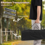 Black 28" Foldable Camping Table with Aluminum Top, 150 lbs Capacity Portable Picnic Table with Carry Bag - Image 5