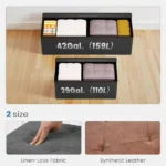 30 Inches Folding Ottoman with Storage Bench, Foot Rest Stool, End of Bed Storage Bench , Load 660 lbs, for Living Room, Synthetic Leather, Black (Shipment from Walmart) - Image 6