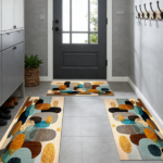Three-piece kitchen rug set, non-slip and washable, abstract pattern kitchen hallway rug, soft and comfortable, suitable for sinks, floors, entrances, hallways and bathrooms. - Image 9