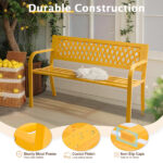 47in PVC Mesh Backrest Iron Bench Yellow - Image 16