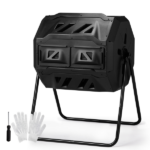 Outdoor Compost Tumbler Dual Chamber, Outdoor Tumbling Composter Dual Rotating Batch Compost Bin, 42 Gallon, Black - Image 2