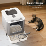 Elevated leak proof elf white cat litter box, made of sturdy and durable materials, also suitable for multi cat households - Image 2