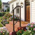 Handrails for Outdoor Steps, Iron Handrail Fits 1 Step, Transitional Handrail with Installation Kit, Copper - Image 10