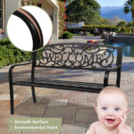 50" Outdoor Welcome Backrest Cast Iron Bench - Image 15