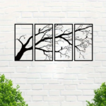 CIFbuy™ Iron Bare Branch & Bird 4-Panel Wall Art, Minimalist Style Wall Hanging, Nature Theme Home Decor (TikTok, Temu: Self-pickup available) - Image 5