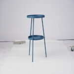 Patio Small Side Table, Round 2 Tier End Table, Metal Round Coffee Table for Indoor Outdoor, Navy Blue - Image 7