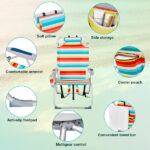 Same Code 14464082 63*70*99cm Heightened Oxford Cloth Silver White Aluminum Tube Bearing 100kg Beach Chair Rainbow Stripes - Image 16