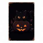 CIFbuy Vintage Retro Metal Sign 2D Flat Halloween Black Cat Pumpkin Lantern Art Painting Decor 8x12 Inch Single Piece Classic Ornament TikTok, TikTok, ent Self-pickup Logiopics - Image 8