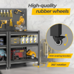 Work Bench with Pegboard,Heavy Duty 3000lbs Capacity Workbench with Wheels Adjustable Shelves,Tool Cart,Work Table for Garage Warehouse47.2"H*33.46"W*18"D - Image 4