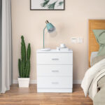 [] Modern Simple 3-Drawer Dresser Chest of Drawers for Family Room Bedroom Living Room Universal Design, White - Image 2