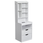 2 Drawers + 1 Shelf + 6-Shelf BedsideTable US Standard Power Supply (1 USB + 1 Type-C + 2 Triple-Prong) Storage Locker P2-12MM Particleboard Laminated Storage Cabinet 17.32*13.78*50in White - Image 3
