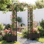 5.5 FT Raised Garden Bed with Trellis Self-Watering Planter Boxes with Lockable Wheels, 2 Configurations Vertical Garden Planter for Patio Balcony - Image 10