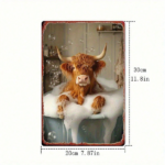 CIFbuy Vintage Highland Cow In Bathtub Metal Wall Art" Rustic Farmhouse Tin Sign, Weatherproof UV Resistant 2D Flat Unframed Decor Wall ArikTok, Wall ArikTok, t Self-pickup Logiopics - Image 2