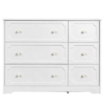 Left 3 Large Drawers + Right 3 Small Drawers MDF Painted Drawer Cabinet 42.52*15.75*32.28in White - Image 2