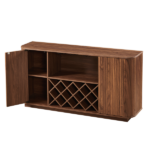 58" Modern Wavy Curve Sideboard-Multifunctional storage cabinet with wine rack and glassware holder, adjustable shelves for wine storage and coffee bar, suitable for kitchens and dining rooms.Walnut - Image 11