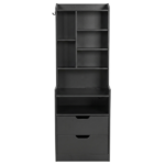 2 Drawers + 1 Shelf + 6-Shelf BedsideTable US Standard Power Supply (1 USB + 1 Type-C + 2 Triple-Prong) Storage Locker P2-12MM Particleboard Laminated Storage Cabinet 17.32*13.78*50in Black - Image 2