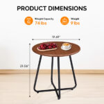 Outdoor Side Table with Imitation Wood Tabletop, Weather Resistant Patio Side Table, Round Outdoor End Table for Patio Yard Balcony Garden - Image 5