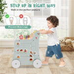 2-in-1 Baby Walker with 8 Fun Activities (Dessert Sorter/Adjustable Clock/Maze) + Side Shop Window (Role Play)-Light Green - Image 9