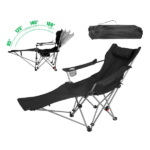 Outdoor Reclining Camping Lounge Chair 95°-160° Adjustable Angle Carbon Steel Frame Heavy Duty Foldable Chair with Storage Bag for Patio Backyard Travel - Image 11