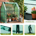 Mini Greenhouse with PE Cover, Indoor Outdoor Plant Gardening Green House for Garden Backyard, 36*18*33in, Green - Image 20