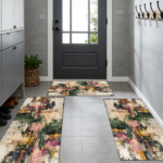 Three-piece kitchen rug set, non-slip and washable, abstract pattern kitchen hallway rug, soft and comfortable, suitable for sinks, floors, entrances, hallways and bathrooms. - Image 10