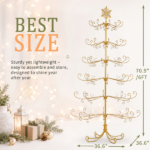 6ft Gold Iron Christmas Tree with Snowflake Top, PVC Everyday Decor Tree (No Accessories Included) - Image 9