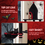 Gothic 5-Level Cat Tree 63" Tall with Sisal Scratching Posts Black Red Cat Tower - Image 4