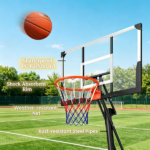 Outdoor Portable Basketball Hoop 8-10ft Adjustable Goal with 47 Inch Shatterproof Backboard Hand-Crank Lift for Basketball Court - Image 6