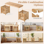 2-in-1 Wooden Garden Bench with 2 Planter Boxes, Fir Wood Outdoor Patio Seat for Yard & Lawn - Image 7