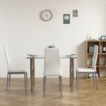 Same Code 65542081 4-seat simple rectangular cylindrical leg table tempered glass stainless steel clear glass 110 * 70 * 75cm - Image 17