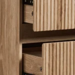 Handleless 6-Drawer Dresser with Grille Finish P2 Particleboard + MDF & Melamine Veneer + Vacuum-Formed Storage Cabinet 55.12*15.75*27.95in Oak - Image 11