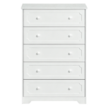 5-Drawer Cabinet with Solid Wood Veneer and Paint P2 MDF + P2 Particleboard Storage Cabinet 31.3*15.55*47.24in White - Image 2