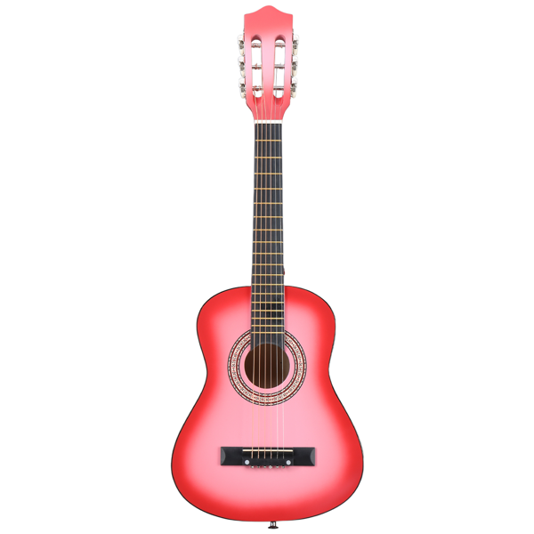 Pink 30-inch acoustic guitar with pick, strings, capo, gig bag, tuner and shoulder strap