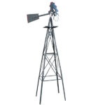 8FT Weather Resistant Yard Garden Windmill Gray & Red - Image 5