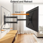 TV wall mount with 16.5-inch long arm, suitable for most 14-55 inch TVs. Features rotation, tilt, and long extension capabilities, providing full-motion flexibility. Supports a maximum VESA pattern of 400x400 mm - Image 3