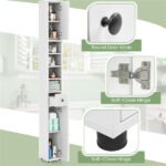 Slim Tall Bathroom Storage Cabinet 8" x 8" x 71" Narrow Floor Organizer with Adjustable Shelves - Image 8