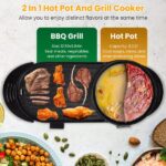 Dual-Electric 2 in 1 Hot Pot & Grill Combo, 2200W Rapid-Heat Indoor , 3.7 QT Non-Stick Hotpot Separate Temp Control , Apartment-Friendly Party Cooker - Image 5