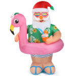 5.9 FT Lighted Christmas Inflatable Decoration, Inflatable Hawaii Santa Claus Outdoor Decoration, Funny Blow Up Yard Decorations with Built-in LED Lights for Holiday Party Front Yard Lawn Garden Decor - Image 2