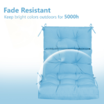 High Back Chair Cushions Set of 2, Waterproof Outdoor Rocking Chair Cushion with Ties, Rocking Chair Cushion for Outdoor Patio, Garden Porch - Image 4