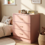 3-Drawer Chest with Faux Rose Gold Handles Drawer Dresser 22.05*12.99*25.98in Pink - Image 13