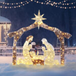 6ft Brown Roof 190LED Lights Nativity Scene Garden Jesus Decoration - Image 6