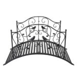 119*67*71cm Courtyard With Bird Pattern Arched Handrail Courtyard Iron Bridge Black - Image 5