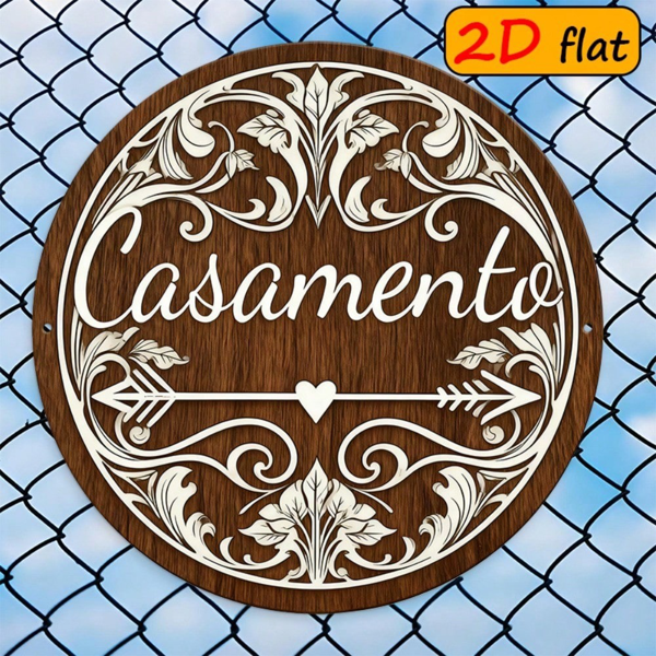 ba041bab-3819-4db9-84f1-bdbbd1eba65e.png CIFbuy 1pc Retro Italian Casamento Wedding Wall Plaque, "" Italian Casamento Wedding Wall Plaque, Wedding Wall Plaque, Round Aluminum Floral Arrow Sign TikTok, TikTok, temu emu Self-pickup LogiSiics - Image 1