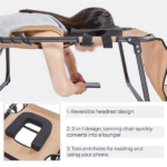 Outdoor Folding Adjustable Tanning Chair with Face Hole, Beige - Image 6