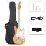 [Do Not Sell on Amazon] 4 String 30in Short Scale Thin Body GB Electric Bass Guitar with Bag Strap Connector Wrench Tool Burlywood