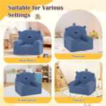 Bear-Shaped Kids Sofa, Teddy Fleece Foam Chair for Toddlers 3+, Portable Bear-Shaped Couch (Navy) - Image 3