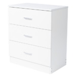 3-Drawer Tall Cabinet Particleboard Bedside Table with Textured Melamine Finish White - Image 4